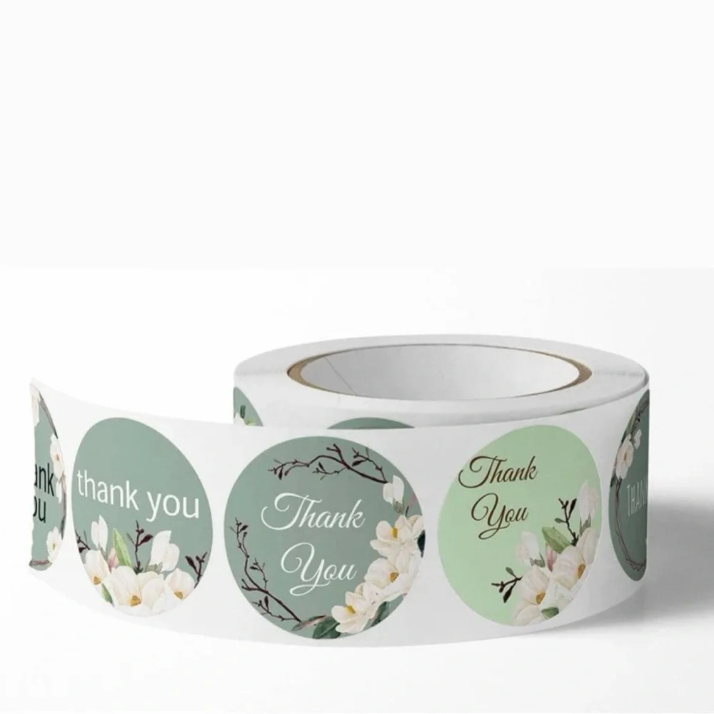 1 ROLL FLORAL THANK YOU STICKER